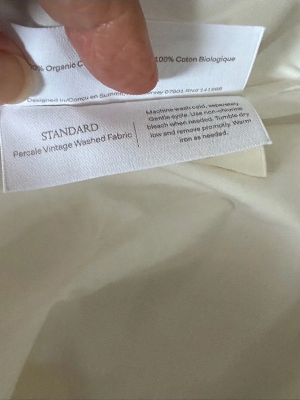 BOLL AND BRANCH NWT Percale Vintage Washed Cream Organic Soft Pillowcase Pair